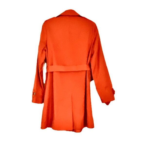 Ralph Lauren Black Label Mid-Length Belted Orange Trench Coat Womens Size M - Picture 5 of 11